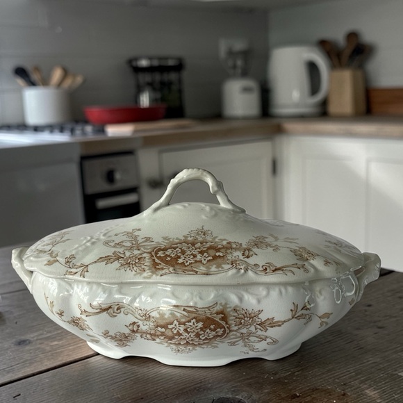 Pitcairns Porcelaine Royale Other - Pitcairns Ltd Perilla Vegetable Dish Lid Brown Floral Tureen Antique England